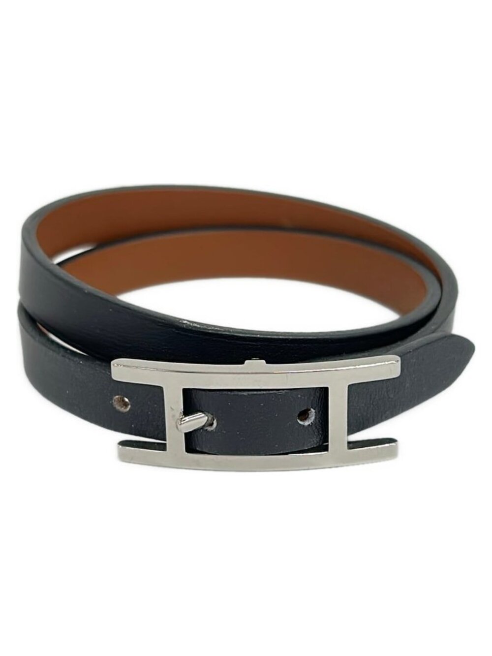 Hermes Bracelet Hapi 3 Black Fauve Silver
